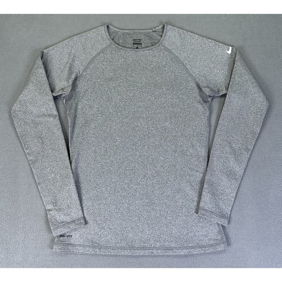 Nike Shirt Womens Medium Grey Pro Hyperwarm Thermal Thumb Hole Gym Training - Picture 1 of 8